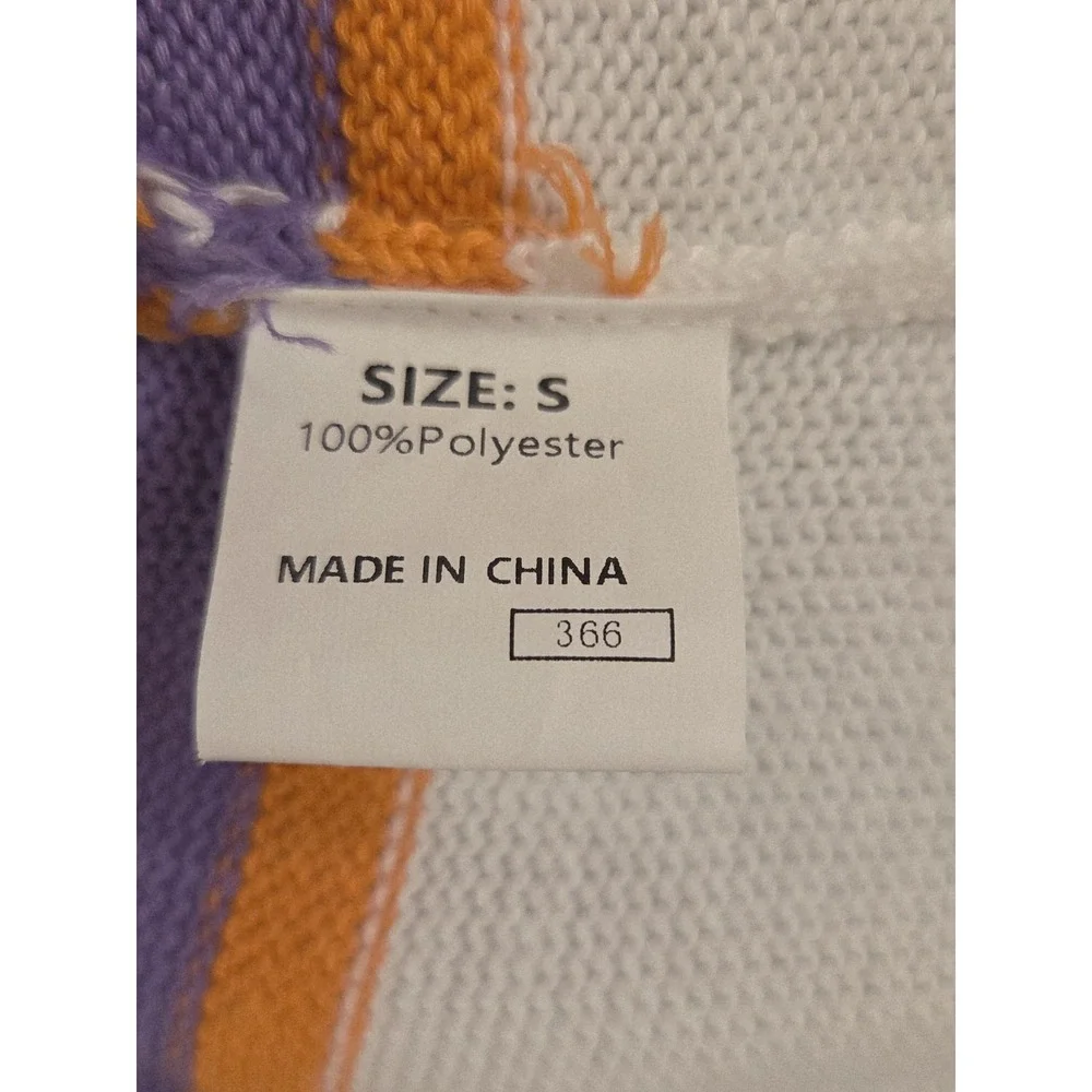 Cardigan Sz S White with Purple/Orange Stripes (see photos of small pull) - Picture 7 of 7